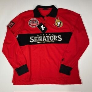 Ottawa Senators NHL Hockey Long Sleeve Polo‎ Shirt Mens Large